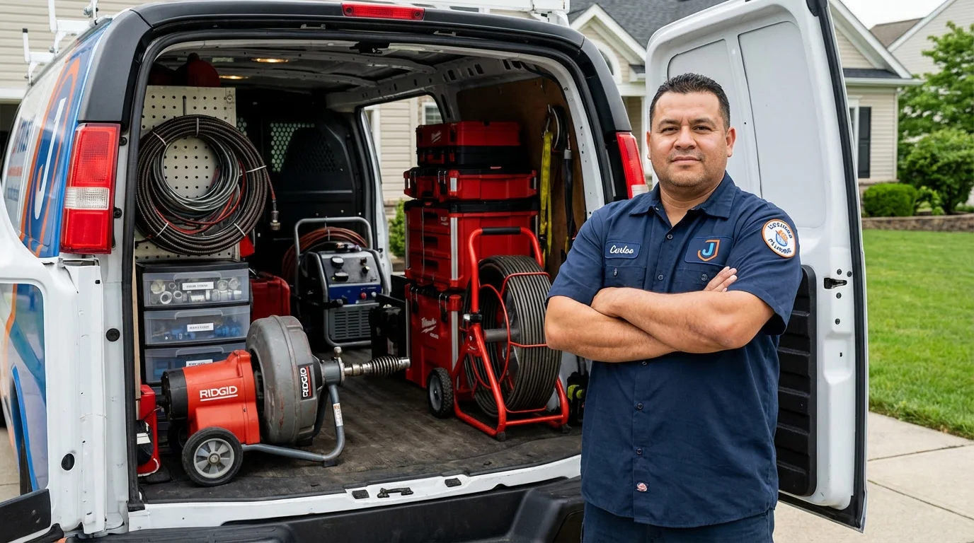 Professional drain cleaning equipment and Johns Plumbing LLC plumber in Sealy