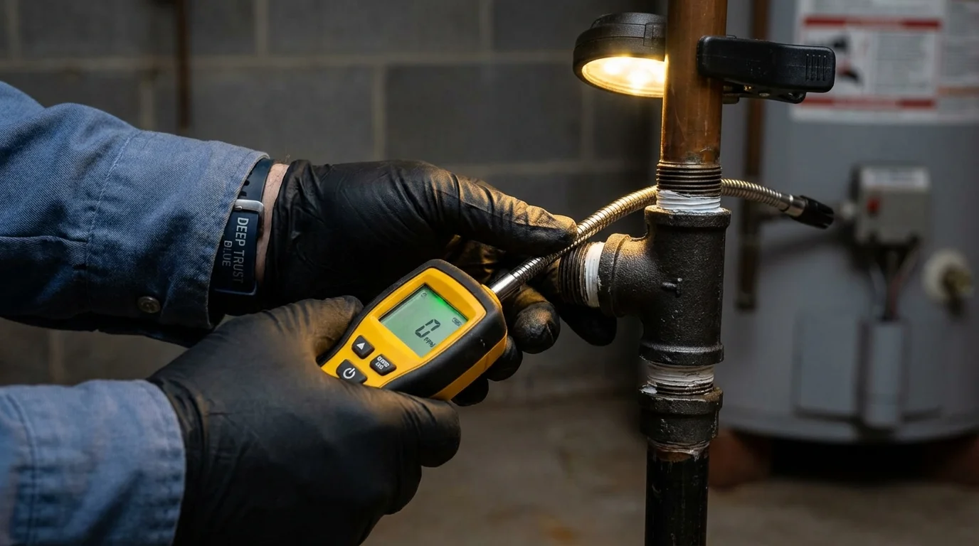 Gas leak detection with electronic sniffer by Johns Plumbing LLC in Sealy